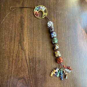Tree of life Chakra Stones Car Charm Hanging Crystal Tassel Healing Crystals